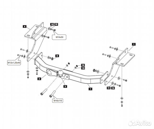 Фаркоп Baltex для Jeep Grand Cherokee 2010-2022