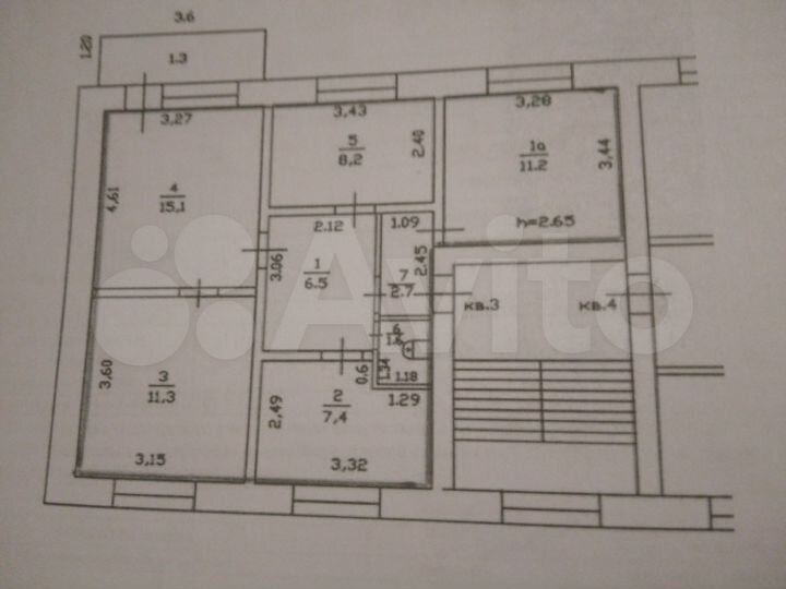 4-к. квартира, 64 м², 2/2 эт.