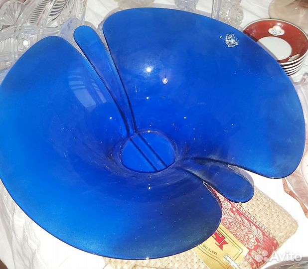 Ваза для фруктов кобальтовое стекло, для дизайна