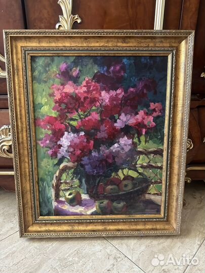 Картина масло холст подарок цветы