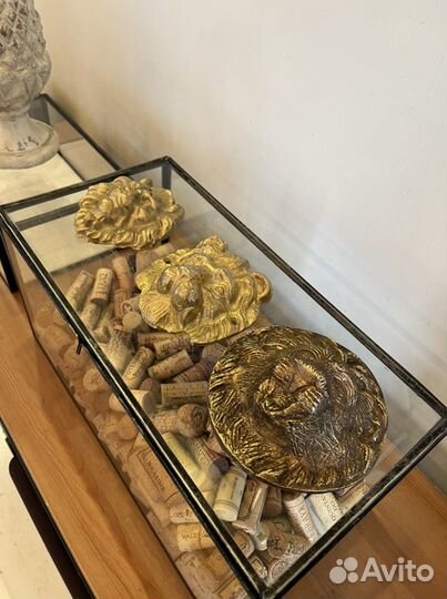 Антикварная накладка голова льва. Бронза/латунь