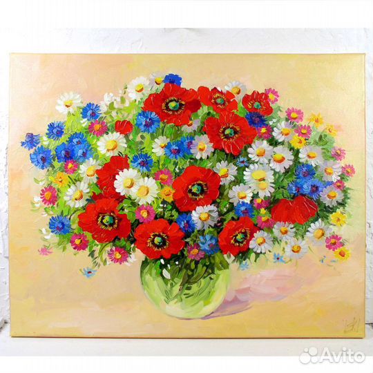 Живопись Цветы Картина Маслом Холст 40х50 см Букет