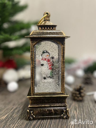 Новогодний фонарь светильник Снеговик