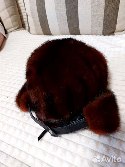 Шапка ушанка норковая женская 56