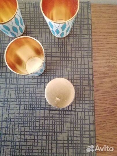 Набор мельхиоровый рюмок в эмале СССР