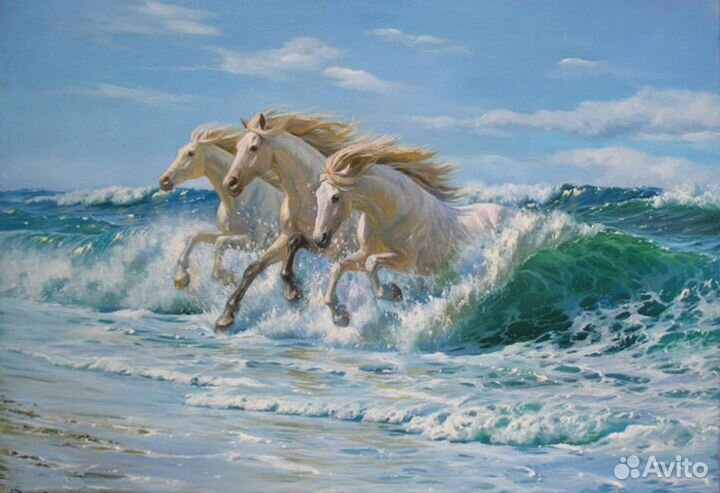 Картины маслом лошади разные шикарные большие