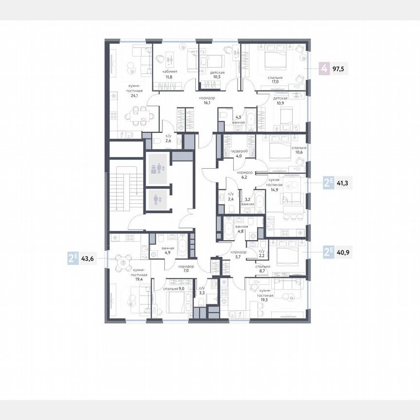 4-к. квартира, 97 м², 2/25 эт.