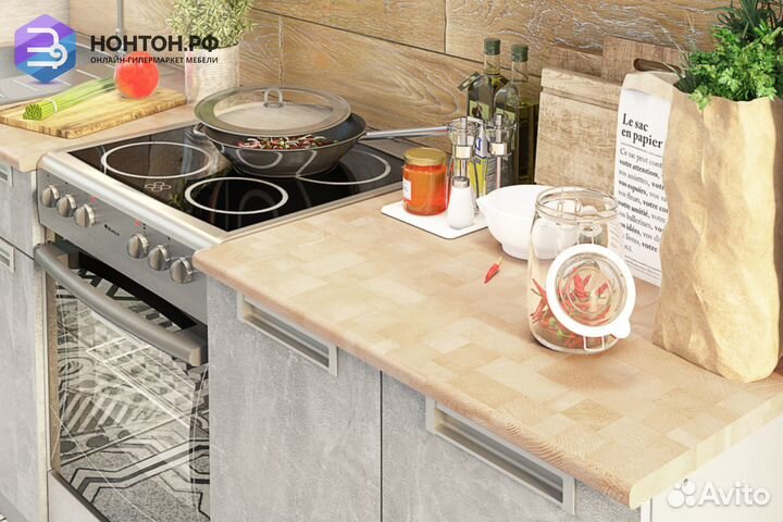 Кухня Денвер белый / бетон