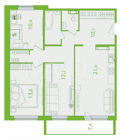 4-к. квартира, 87,3 м², 2/17 эт.