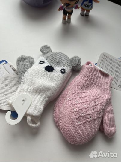 Варежки детские на 1 год