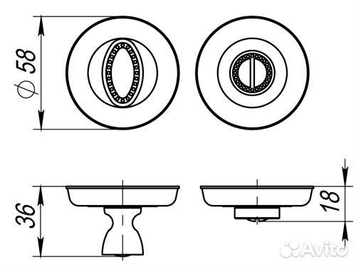 Завертка WC Fuaro BK6.R.SM58 (BK6 SM) MAB-6 темная