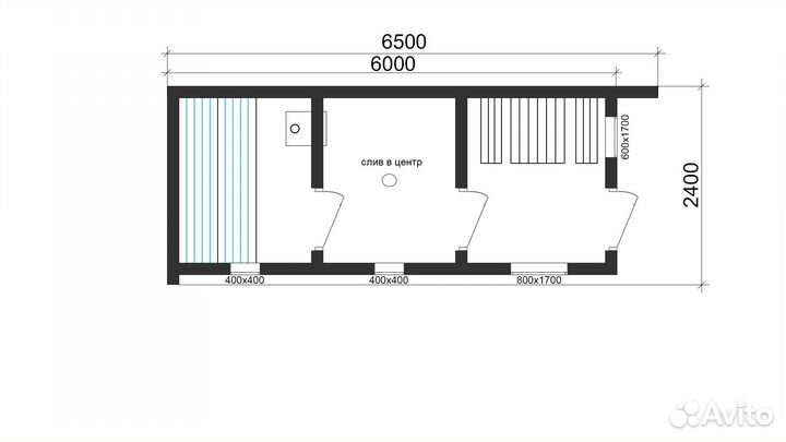 Мобильная баня 6.5х2.4м Скандинавия