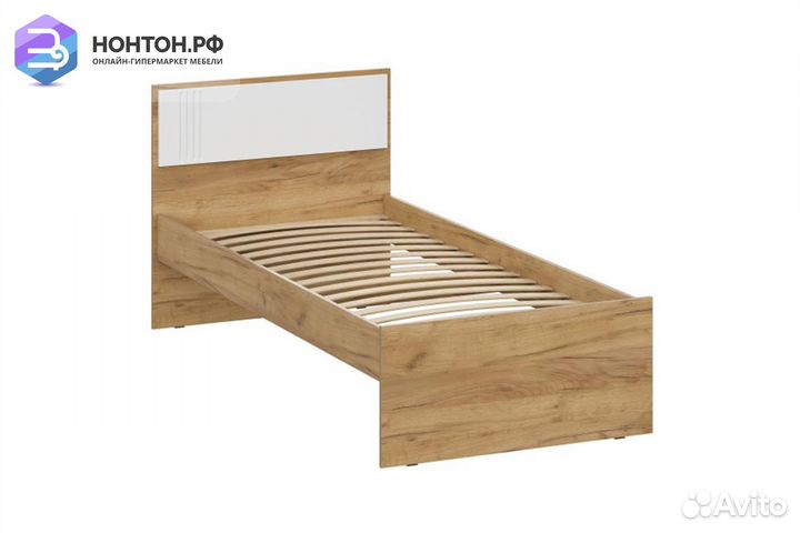 Кровать Милан 0.9 м дуб золотой / белый матовый