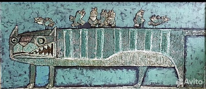 Картина с кошкой 1999,холст,масло Д Трубин