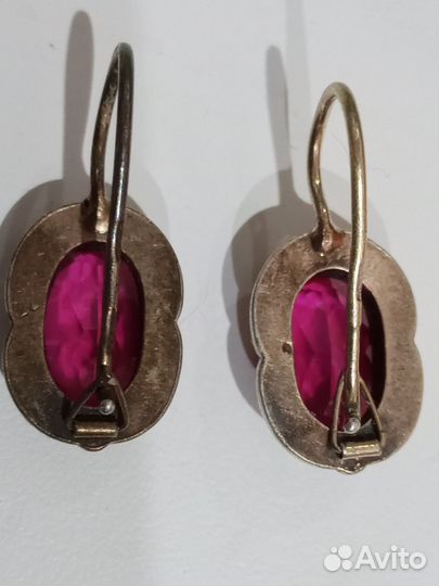 Серьги серебро СССР запонки 875 проба позолота