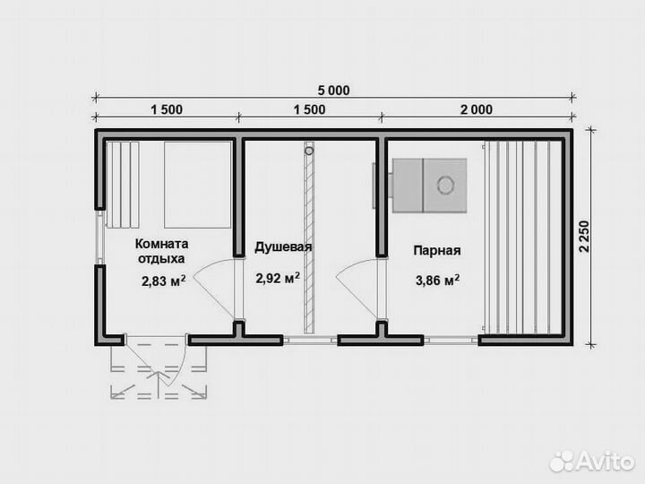 Баня из бруса Светлана 5м