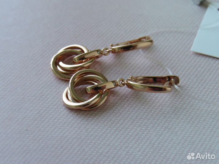 Бриллианты Серебряные серьги Серебро 925 Позолота