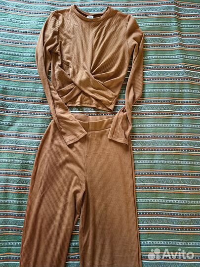 Костюм коричневый (шоколадный) топ и брюки палаццо