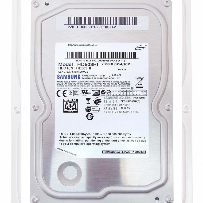 [HD503HI] Жесткий Диск Samsung 500gb Sata2 3.5" Hdd Hd503hi