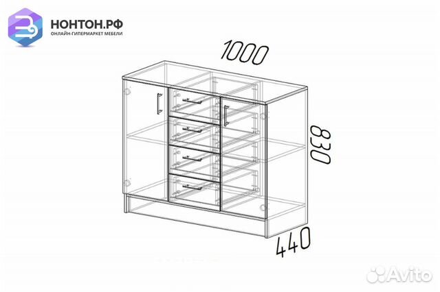 Комод К1000-2Д ясень шимо