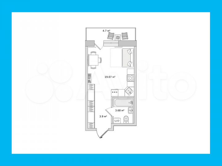 Квартира-студия, 26,6 м², 17/21 эт.