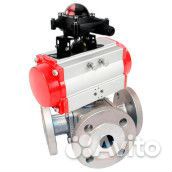 Кран шаровой DN.ru 316-316-ptfe Ду100 Ру16 полнопроходной, тип L, фланцевый, корпус - нержавеющая ст