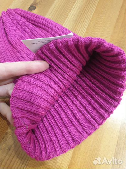 Шапка бини розовая, цвет фуксии, малиновая