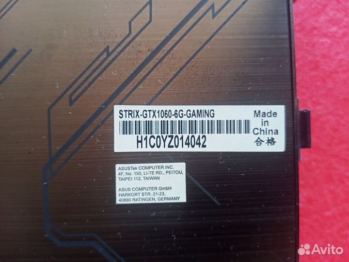 Видеокарта Asus Strix GTX 1060 6gb