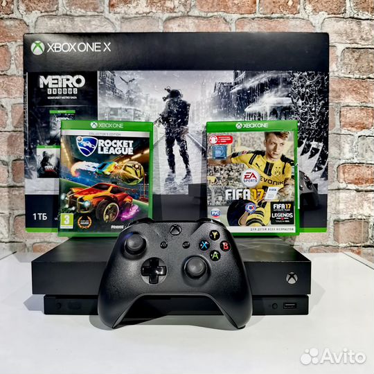 Xbox one X + игры (ведьмак)