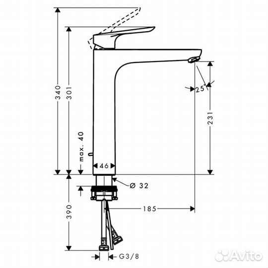 HG Logis E Смеситель для раковины 230 на 1 отв. с