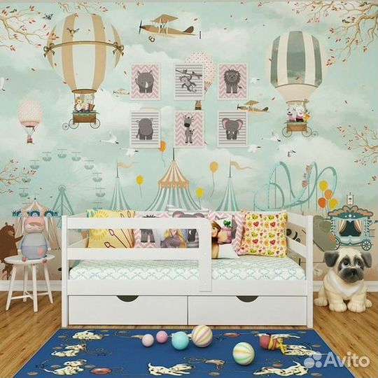 Кроватка для малыша из натурального дерева софа с