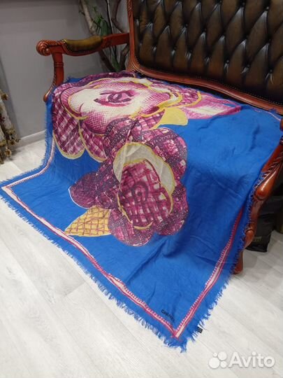 Большой платок шаль 140 тонкорунная шерсть chanel