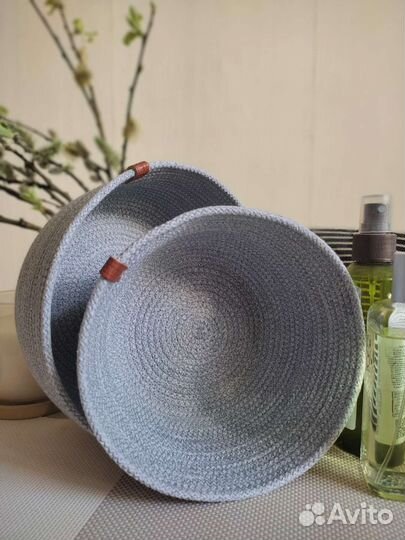 Корзины плетёные шитые для хранения косметики