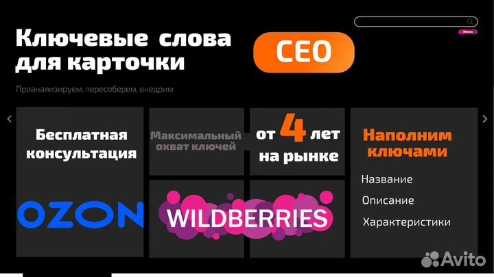 SEO оптимизация создание карточек Wildberries Ozon