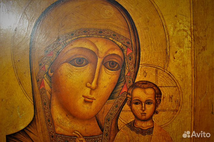 Старая икона Богородицы Казанская живопись 35,5*31