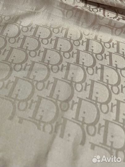 Шелковый однотонный платок Dior бежевый монограмм