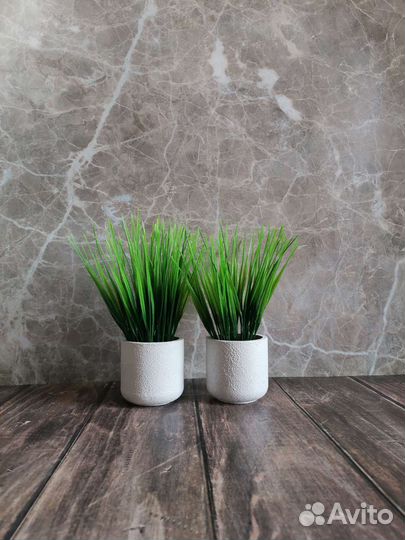 Искусственная зелень осока в гипсе декор лофт