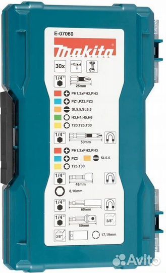 Набор бит и ударных головок Makita, 30 шт, E-07060