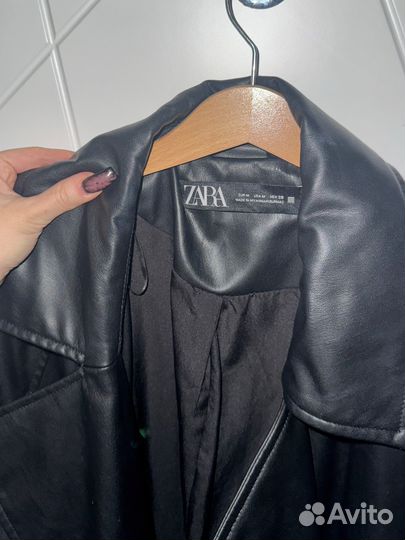 Кожаное пальто zara