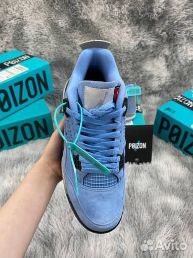 Nike Air Jordan 4 Retro UNC Голубые Оригинал Poizo