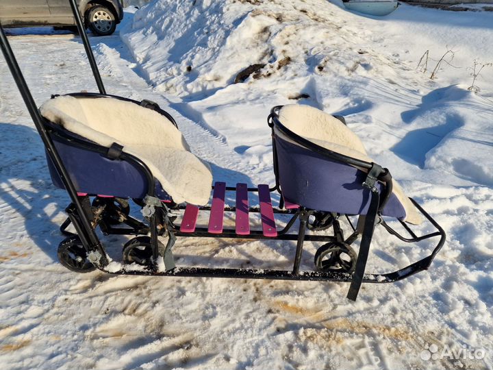 Санки для двойни с колесами