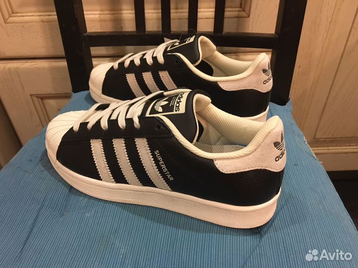 Кроссовки adidas superstar черные кожаные