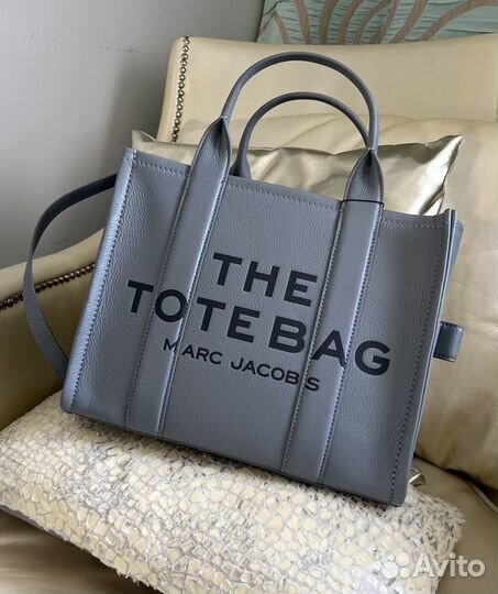 Сумка Marc Jacobs leather tote bag, wolf grey