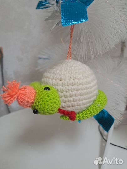 Елочная игрушка змея ручная работа