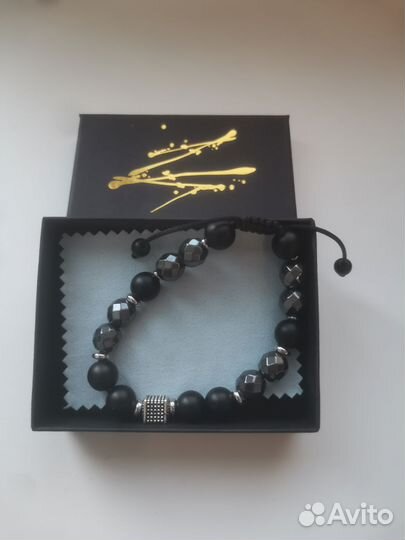 Браслет натуральные камни гематит, матовый агат