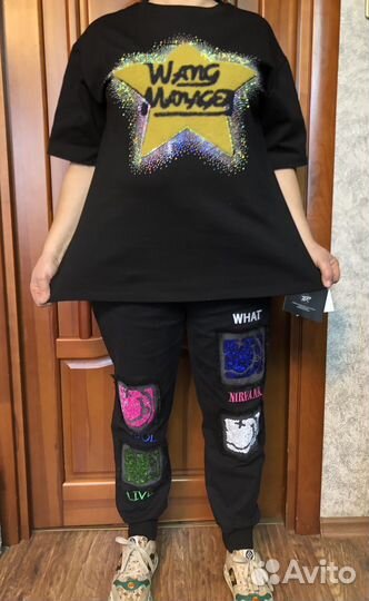 Футболка звезда стразы Корея 50-54