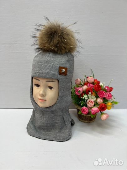 Зимняя шапка шлем для мальчика 50 52