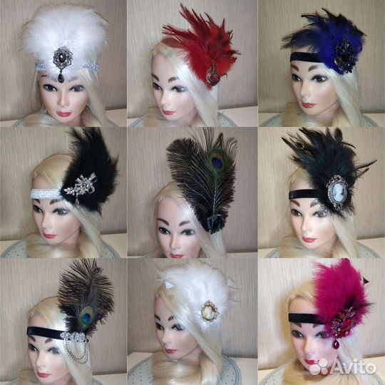 Заколки (повязки), с пером, 