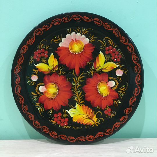 Тарелка настенная петриковская роспись