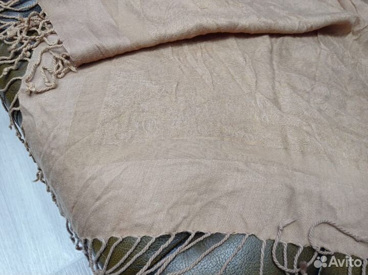 Платок etro большой теплый бежевый бахрома италия